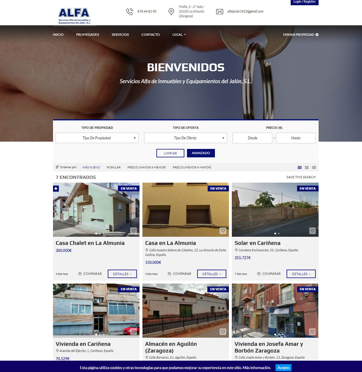 Web Inmuebles Alfa - Imagina Arte Gráfico